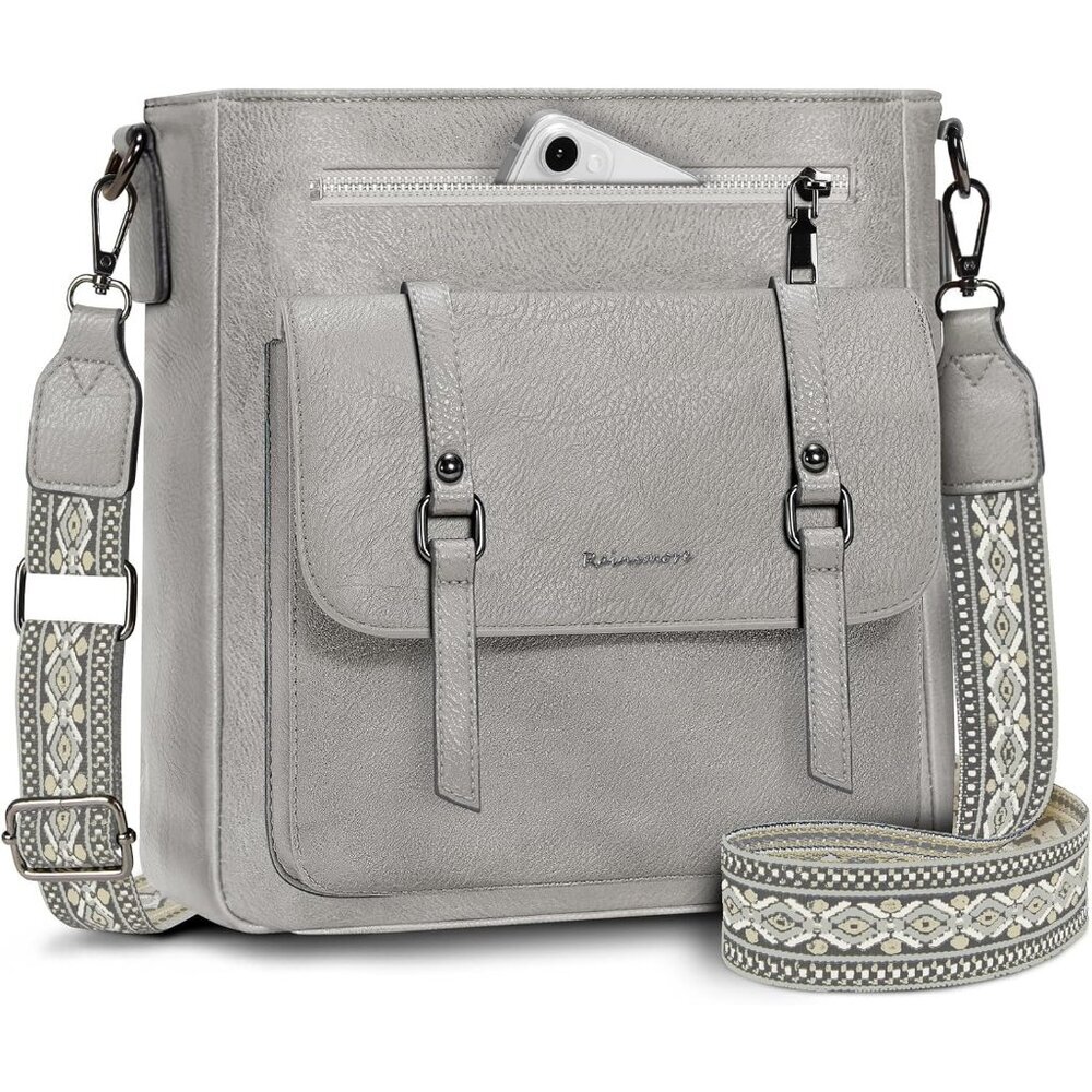 Women’s Grey Leather Waterproof Travel Crossbody and Shoulder Bags